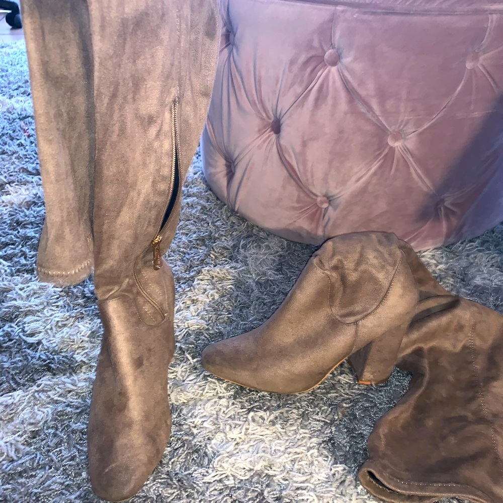 Cape Robbin Beige Suede Thigh High Boots